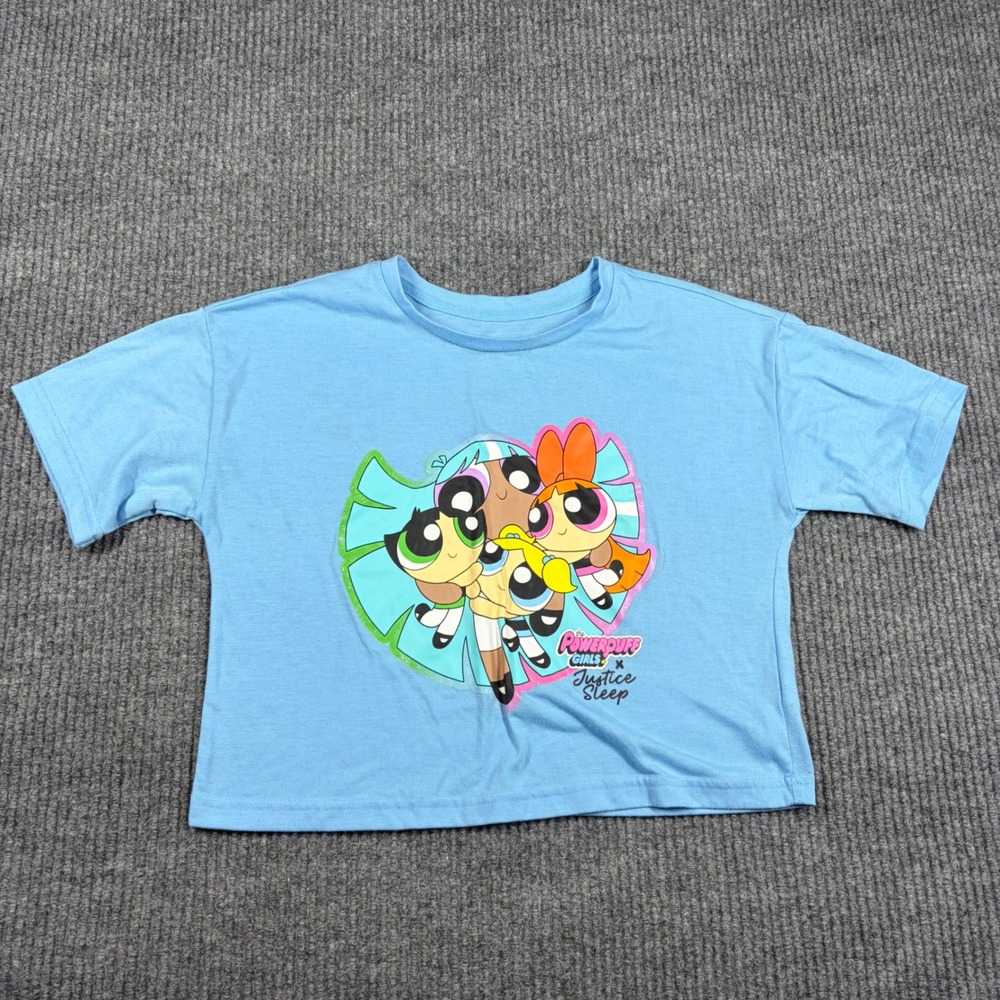 Justice Powerpuff Girls Shirt Womens M Justice Sleep Blue Graphic Crop ‎ Girls